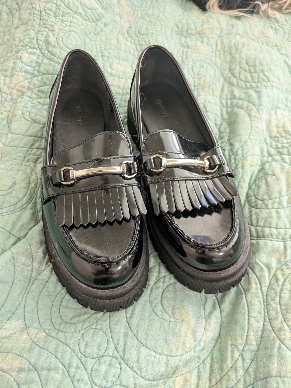 Old Navy Black Patent Fringe Loafers  Size 9
